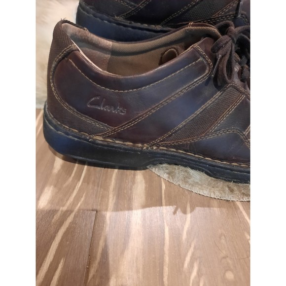 Mens Clarks Bicycle Toe Oxfords Leather Canvas Casual Lace Up Shoe Size 11 86237 - Picture 4 of 6